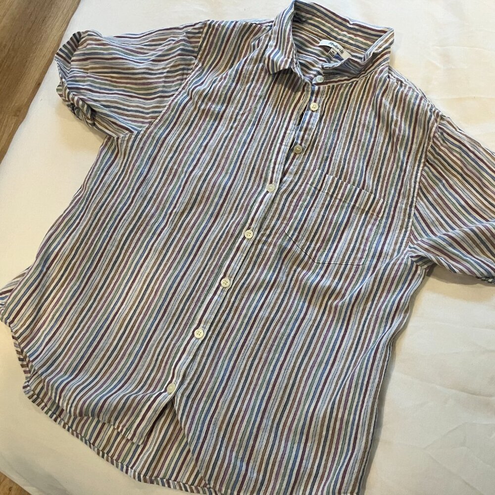 Madewell Striped Button Down Short Sleeve Shirt - Picture 4 of 5